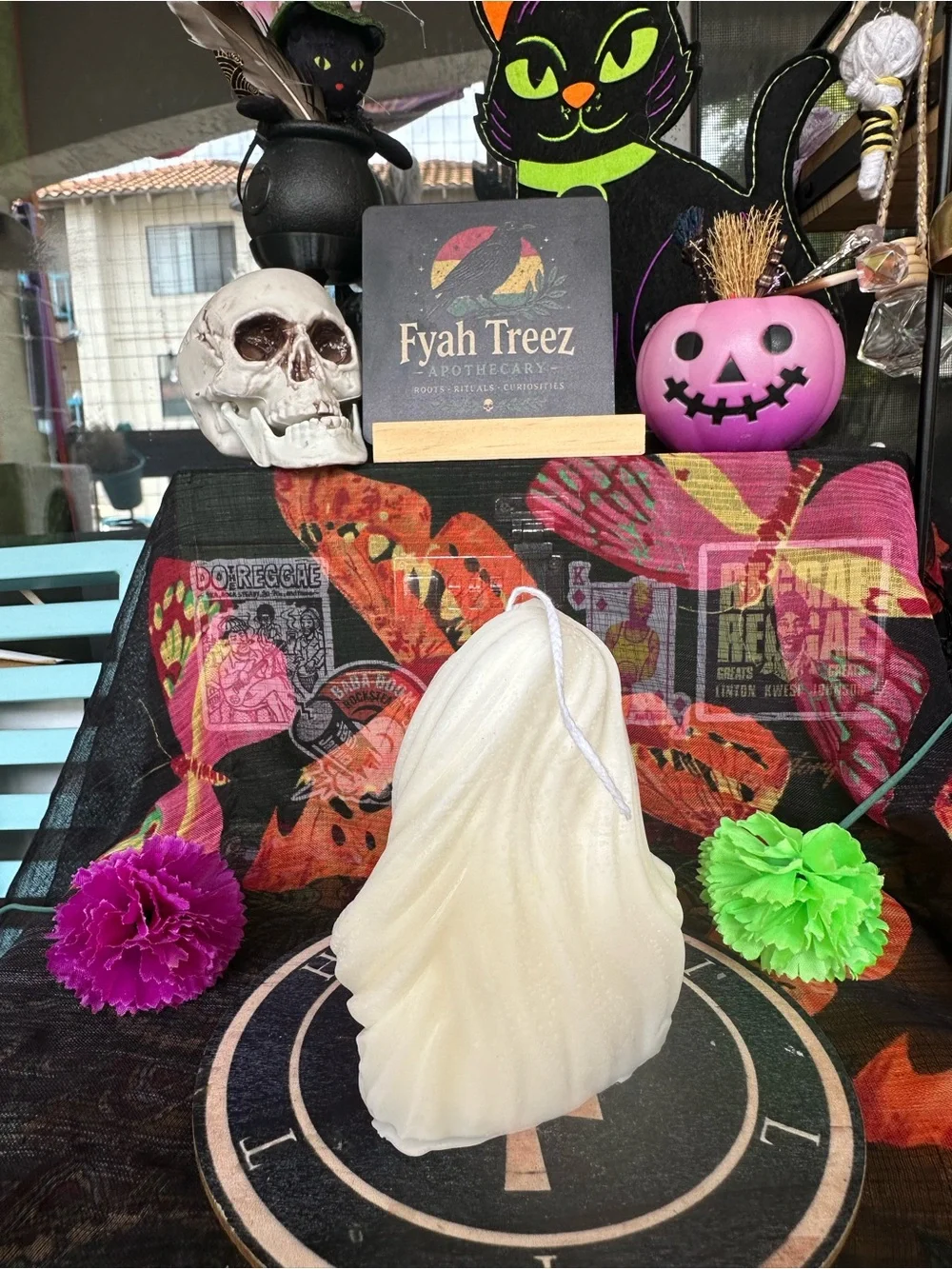 Handmade Blessed Mother Candle – White Virgin Mary Religious Candle